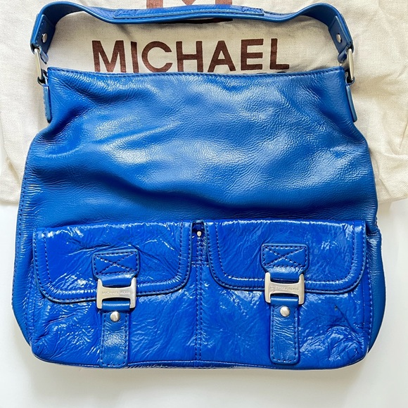 EUC Michael Kors Royal Blue Patent Leather Shoulder Bag - Picture 1 of 11